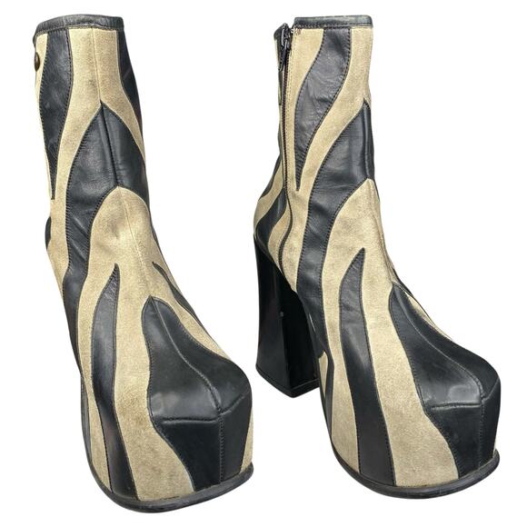 Vintage Rare Y2K Buffalo London Zebra Mega Platform Ankle Boots Size 37 US 6.5 - Picture 5 of 16